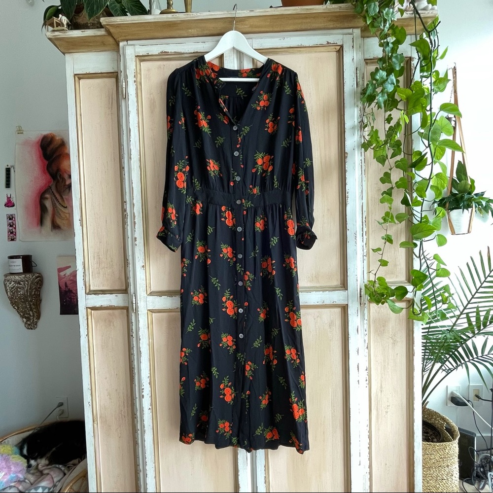 SOEUR black maxi dress red flower pattern